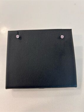 14K White Gold- Pink Crystal Stud Earrings